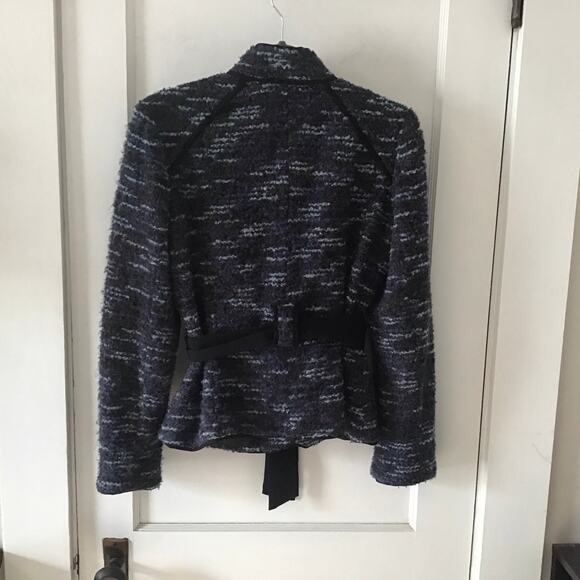 Sandro Sportswear tweed cinched tie waist peplum jacket Medium - Picture 5 of 9